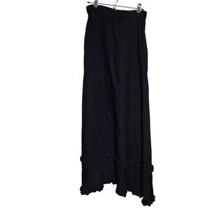 Vintage JCPenney Black Maxi Skirt Size 2 Ruffle Hem Classic Minimalist Modest